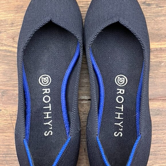 Rothy's The Flat Round Toe Ballet Flats Black Knit Quiet Luxury Size 8 - Picture 5 of 6